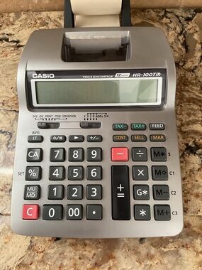 Casio Printing Calculator in Silver with Black and Red Keys